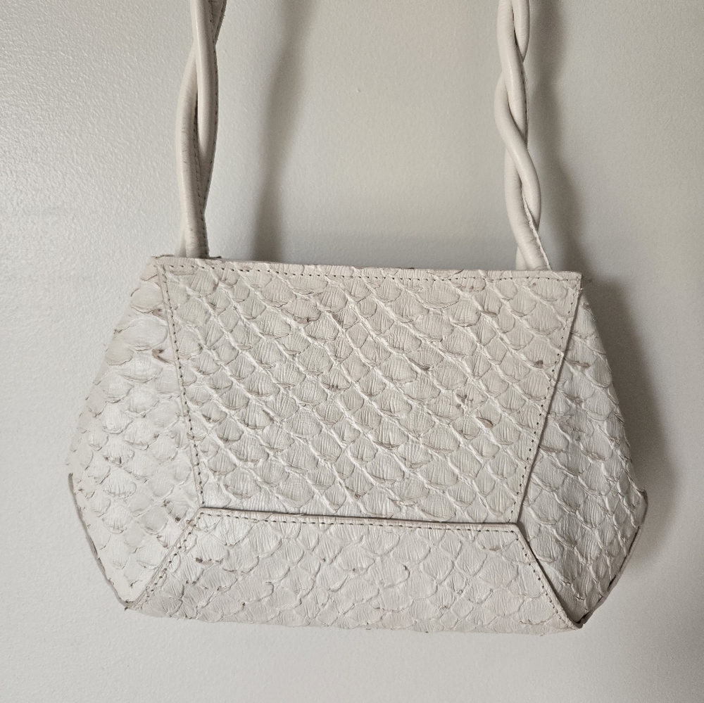 White Textured Leather Bag